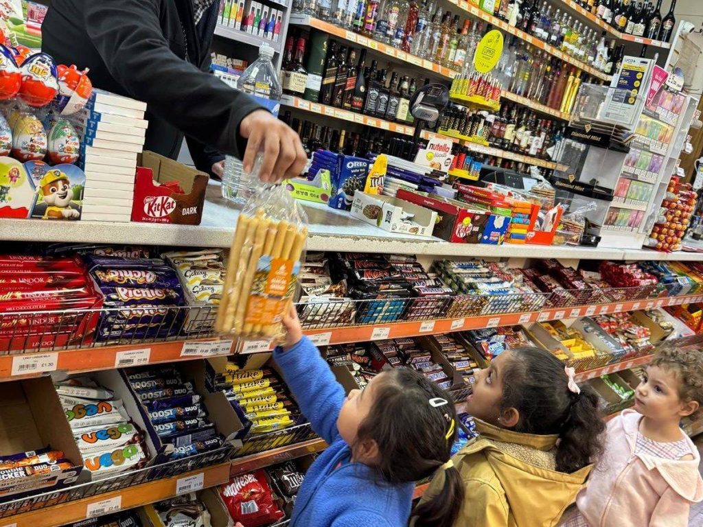 Children at a store counter
